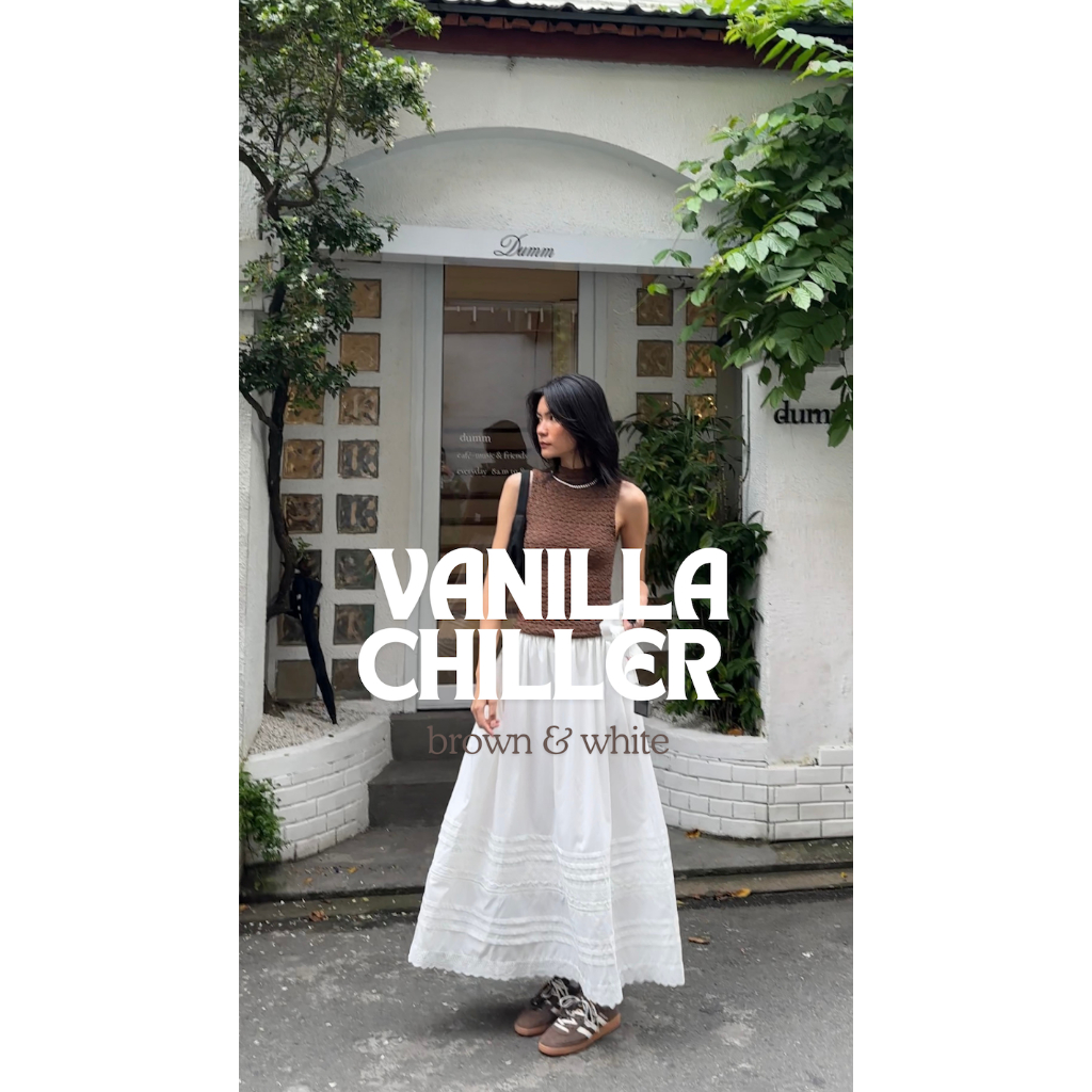 SUNDAY - MILK SKIRT - CHÂN VÁY MAXI TRẮNG PHỐI REN.