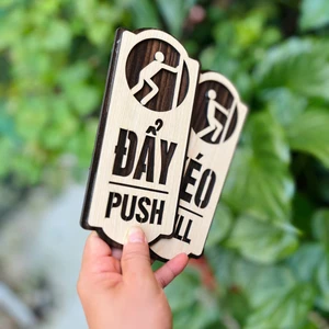 Bảng gỗ Pull Kéo, Push Đẩy có sẵn keo 2 mặt siêu chắc, siêu dính dán cửa decor văn phòng