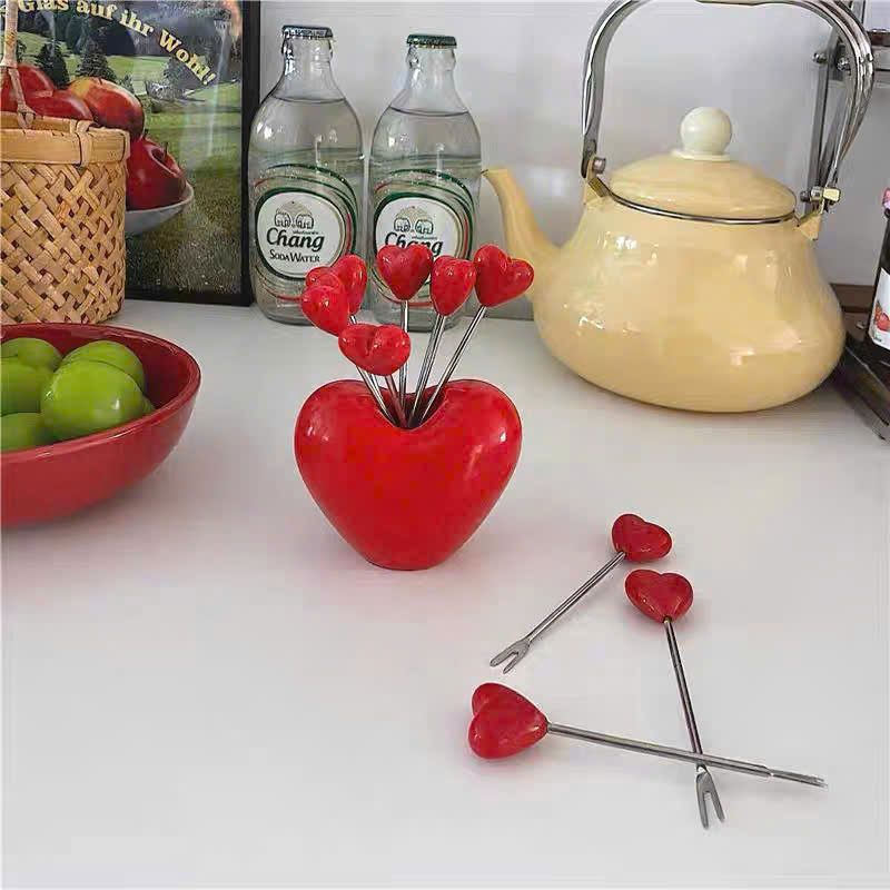 🍓🍓 Bộ 10 Dĩa Ăn Trái Cây Hình Trái Tim, Hình Quả Dâu Xinh Xắn