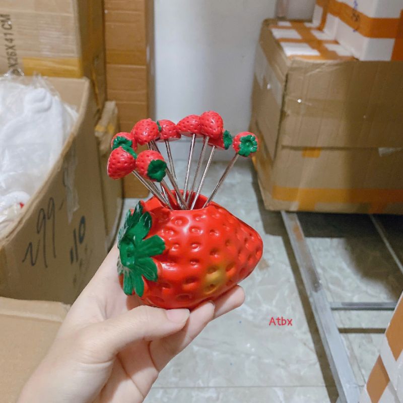 🍓🍓 Bộ 10 Dĩa Ăn Trái Cây Hình Trái Tim, Hình Quả Dâu Xinh Xắn