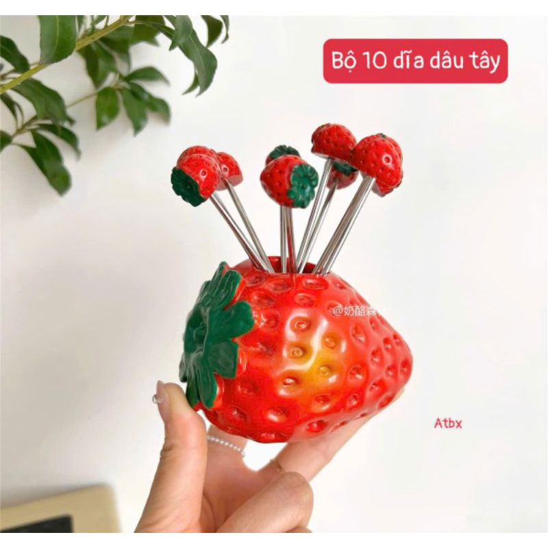 🍓🍓 Bộ 10 Dĩa Ăn Trái Cây Hình Trái Tim, Hình Quả Dâu Xinh Xắn
