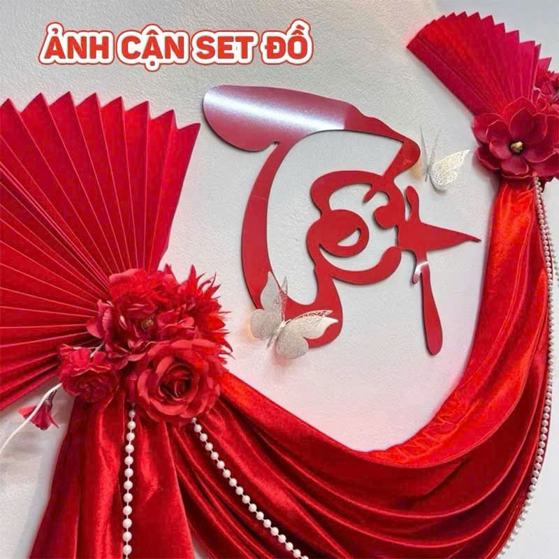 Chữ Tết đỏ cao 50cm làm từ alu hoặc nỉ dạ nhung trang trí Tết đẹp