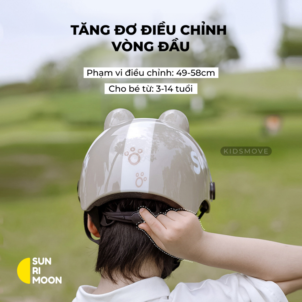 Ảnh Mũ bảo hiểm trẻ em có kính siêu nhẹ Sunrimoon WT-074, cho bé 3-14 tuổi, có chỉnh size vòng đầu 3