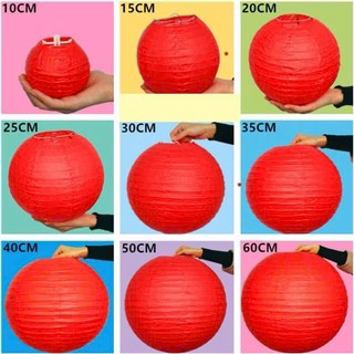 Đèn lồng vải tròn đỏ chịu nắng mưa không tua rua trang trí Tết , Trung thu , decor studio , tiệc tùng