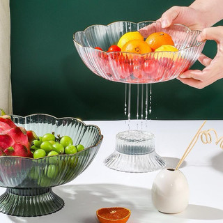 đĩa hoa quả trái cây chân cao,khay đĩa đựng hoa quả bánh kẹo nhựa trong suốt