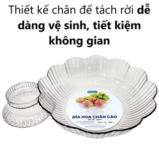 đĩa hoa quả trái cây chân cao,khay đĩa đựng hoa quả bánh kẹo nhựa trong suốt