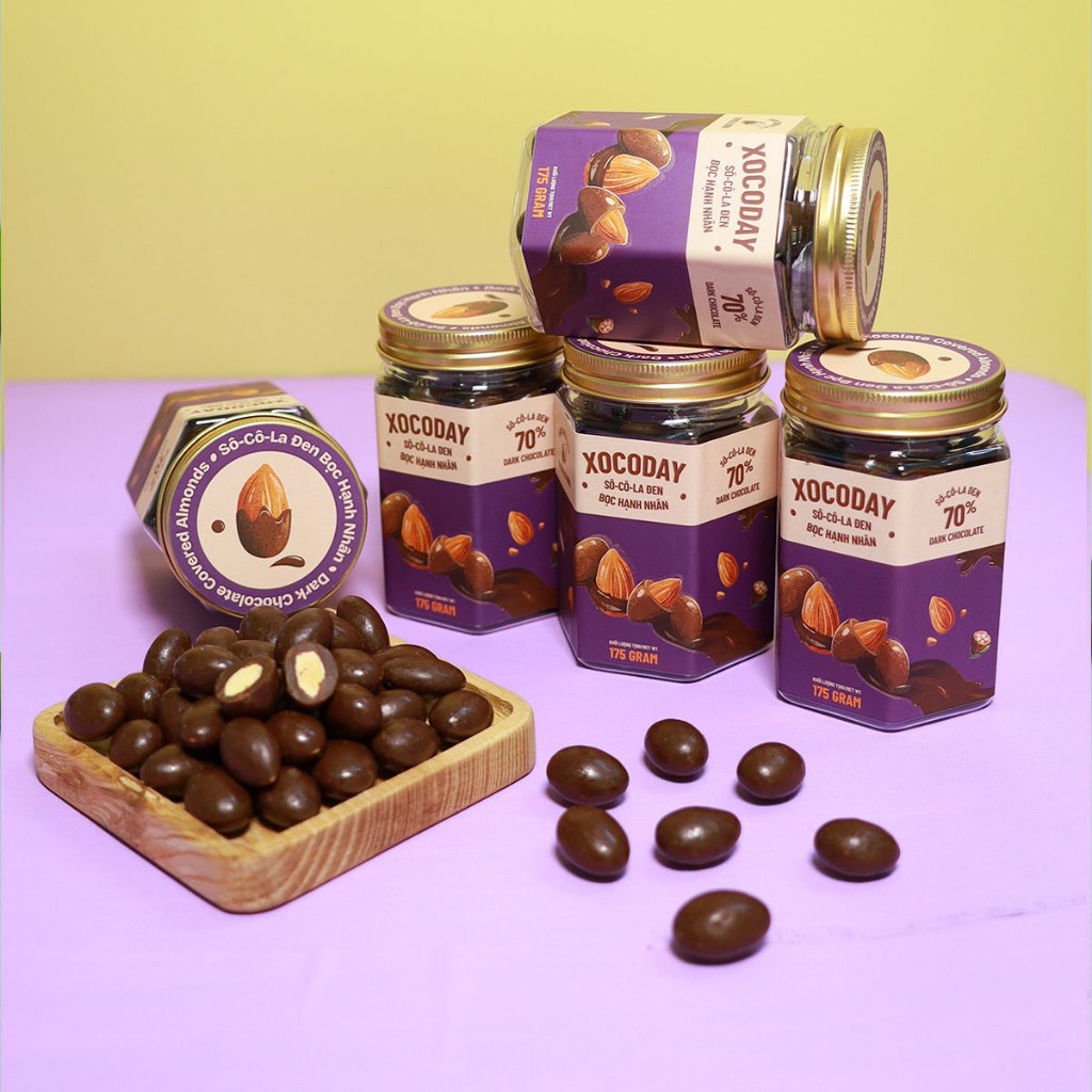 Ảnh Sô-cô-la đen bọc hạnh nhân Xocoday - Hủ 175g - HeydayCacao 4