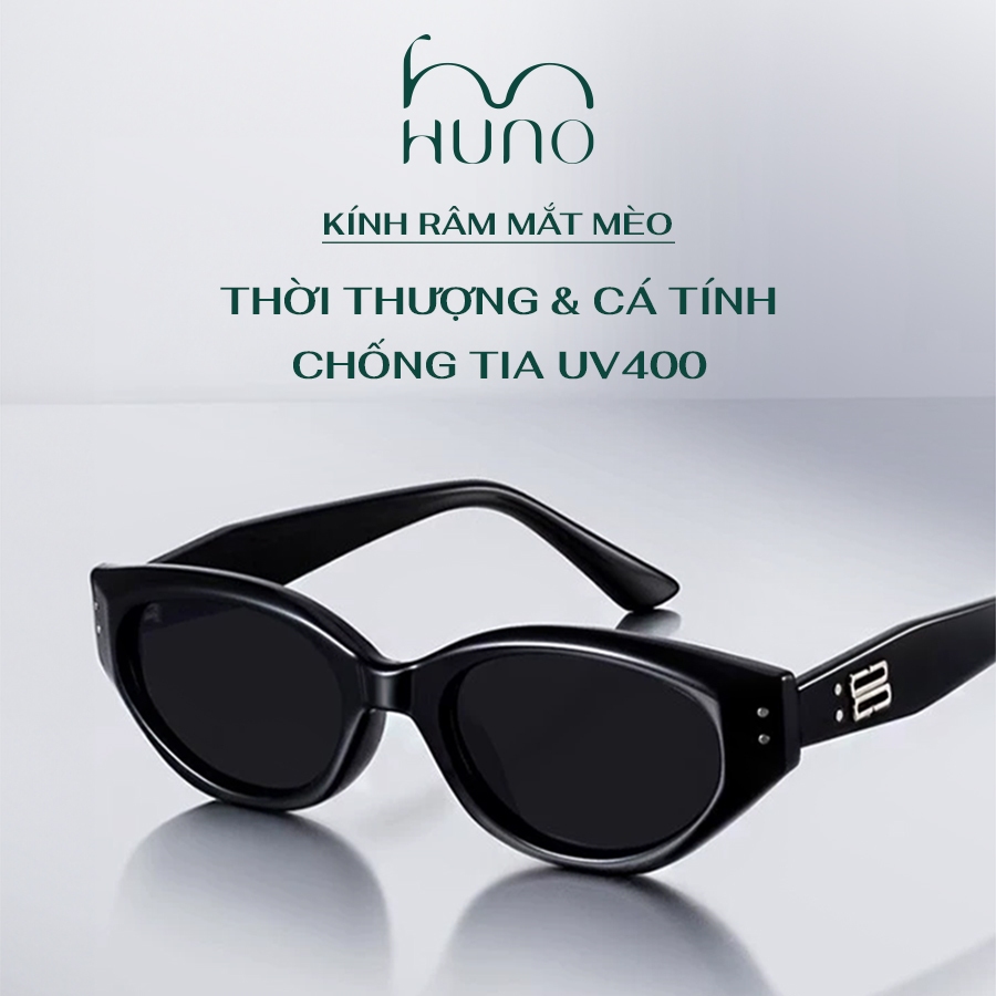 Kính râm mắt mèo HUNO chống tia UV, Kính mát thời trang nam nữ 2026 thiết kế đơn giản, nhiều kiểu dáng - KR141