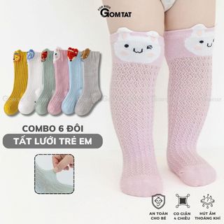 Combo 6 đôi tất trẻ em lưới thoáng khí chống muỗi GOMTAT vớ trẻ em mềm mịn, mát mẻ - YIQ-W007-CB6