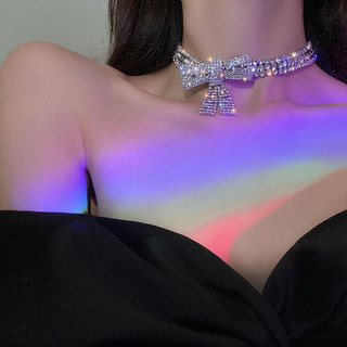 [🔥XƯỞNG SALE SẬP SÀN🔥] Vòng Cổ Choker Khảm Bạc Phối Nơ Đính Đá Lấp Lánh Sang Trọng Đi Tiệc N203