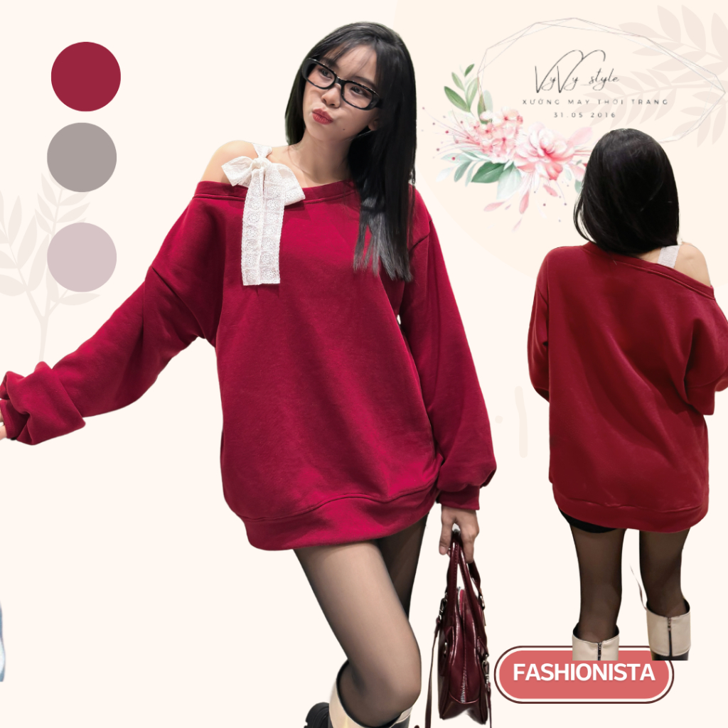 Áo Lệch Vai, Áo Trễ Vai Freesize From Rộng Chất Vải Nỉ Bông Ấm Buộc Dây ...