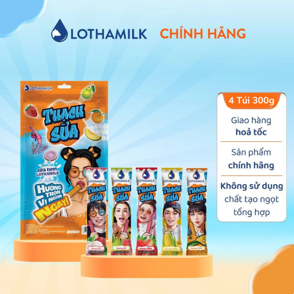 Ảnh Combo 4 Thạch Sữa Lothamilk túi mix vị 300g 1