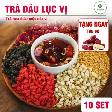 Trà dâu tằm lục vị, 10 set mix, trà thảo mộc, giúp thanh nhiệt, detox, thanh lọc cơ thể, giải khát