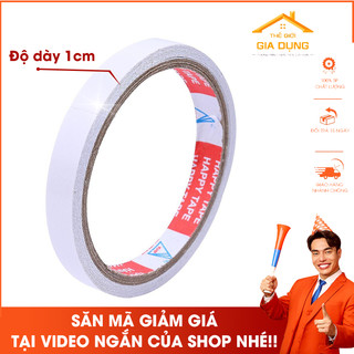 Băng dính trắng 2 mặt rộng 1,5cm - độ dày 1cm