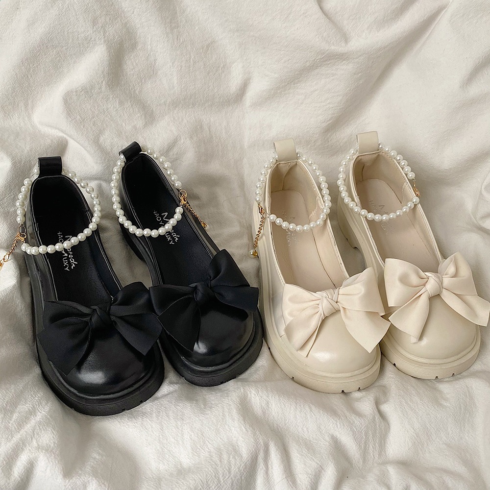 🔥Còn hàng🔥Giày Búp Bê Nữ Lolita 5p,Giày công chúa Quai ngọc Mũi Nơ Đế cao