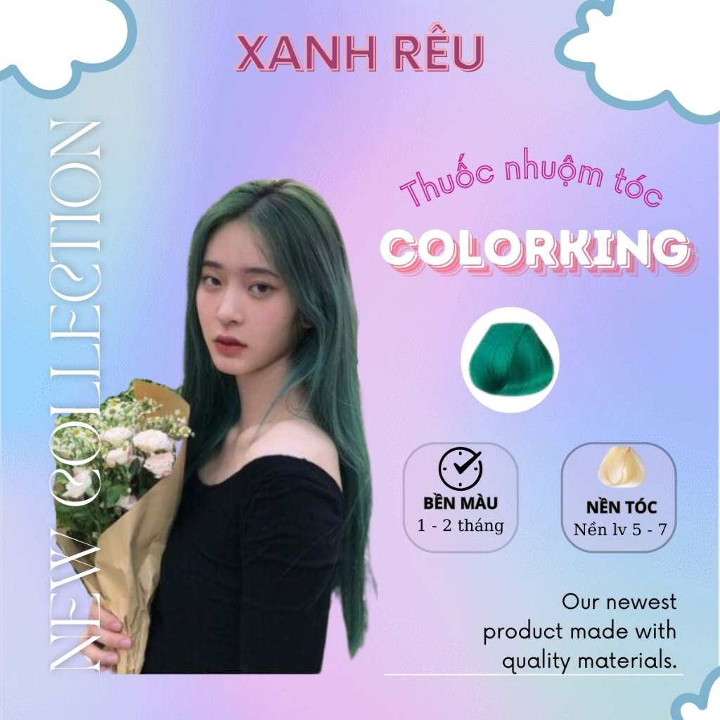 Thuốc nhuộm tóc màu XANH RÊU, thuốc nhuộm tóc cao cấp, kem nhuộm tóc tại nhà tiện lợi COLORKING kèm quà tặng hấp dẫn