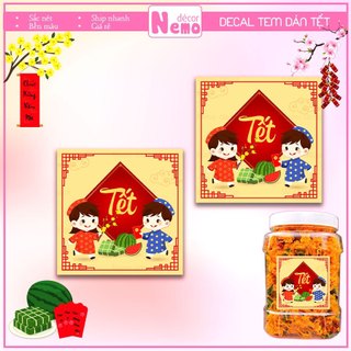 Tem Dán Tết Xinh Xắn, Dễ Thương, Tem Tết Decor Hộp Quà, Giỏ Quà, Hộp Bánh, Kẹo, Mứt, Chất Liệu Chống Nước.