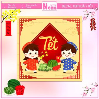 Tem Dán Tết Xinh Xắn, Dễ Thương, Tem Tết Decor Hộp Quà, Giỏ Quà, Hộp Bánh, Kẹo, Mứt, Chất Liệu Chống Nước.