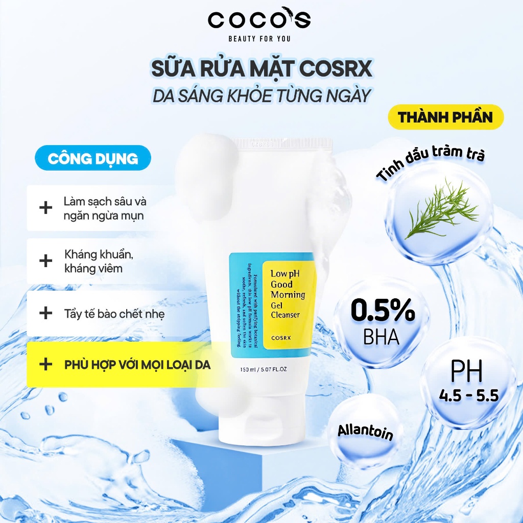 Ảnh Sữa rửa mặt dạng Gel COSRX Low pH Good Morning 50ml/150ml 4