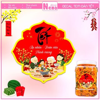 Tem Dán Tết, Tem Tết Decor Hộp Quà, Giỏ Quà, Hộp Bánh, Kẹo, Mứt, Nhãn Dán An Nhiên - Đoàn Viên - Thịnh Vượng, Chống Nước
