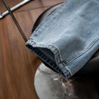 Quần Jeans nam xanh rách gối R&G, quần bò nam màu xanh Relax fit co giãn tốt, không bai xù