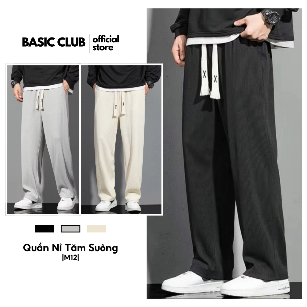 Quẩn Dài Nỉ Tăm BASIC CLUB Form Suông Ống Đứng Unisex Nam Nữ Cạp Chun ...