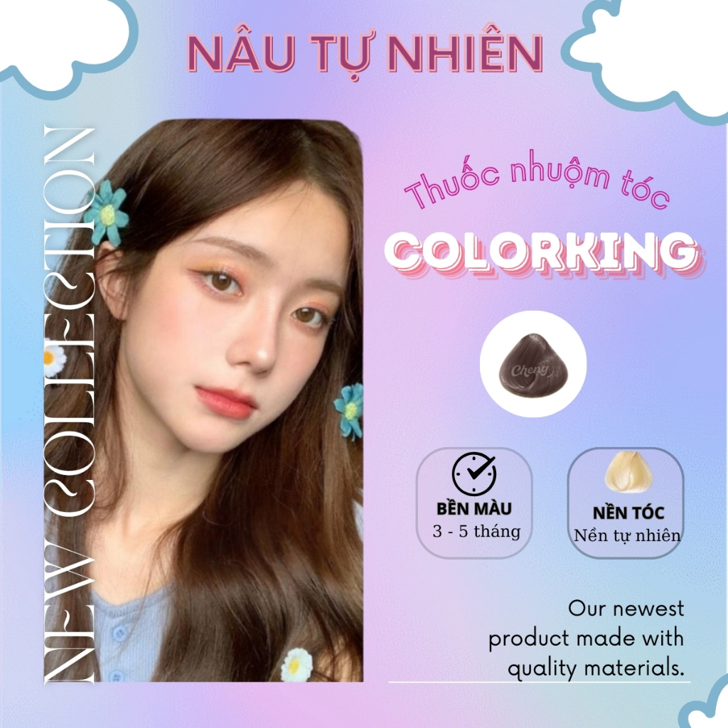Thuốc nhuộm tóc màu NÂU TỰ NHIÊN - không cần tẩy, thuốc nhuộm tóc cao cấp, tiện lợi tại nhà COLORKING kèm nhiều quà tặng