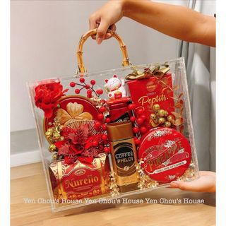 [HỎA TỐC 2H] Set quà Tết vali trong suốt tone đỏ siêu cưng