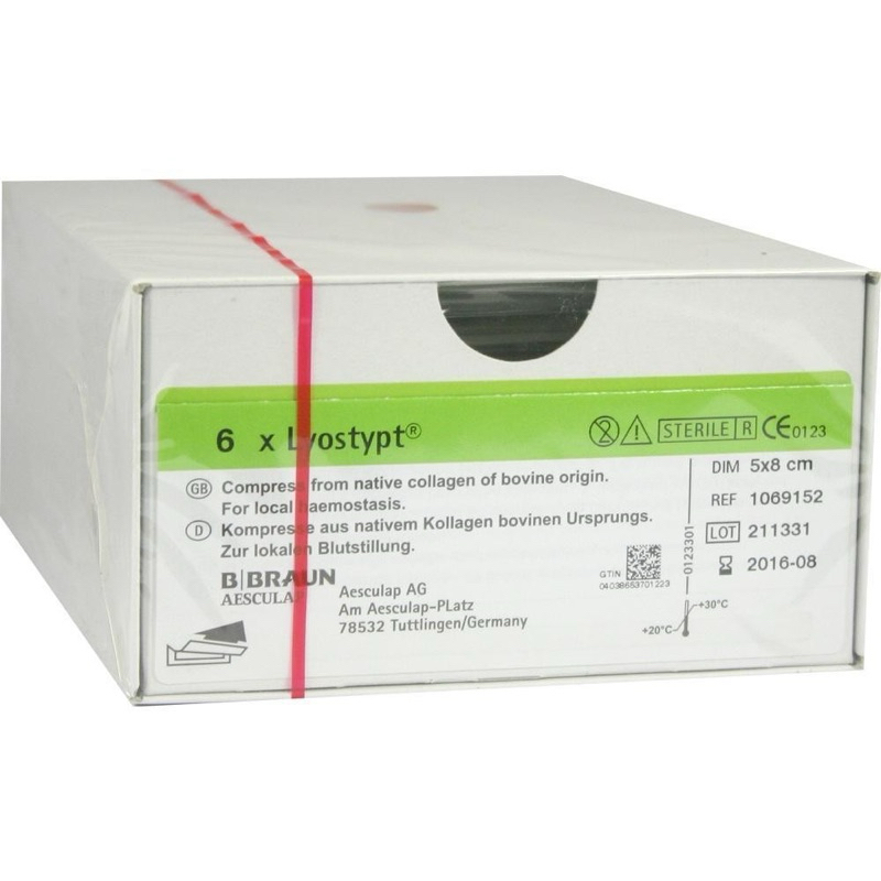 Bông cầm máu Lyostypt Braun 5x8cm -1069152 (HỘP 6 MIẾNG)