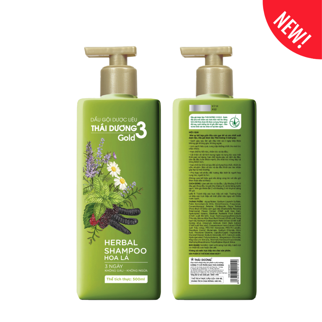 Ảnh Mua 1 Dầu gội Thái Dương 3 Hoa Lá Gold chai 500ml tặng tube 7 Plus Gold 50g 3