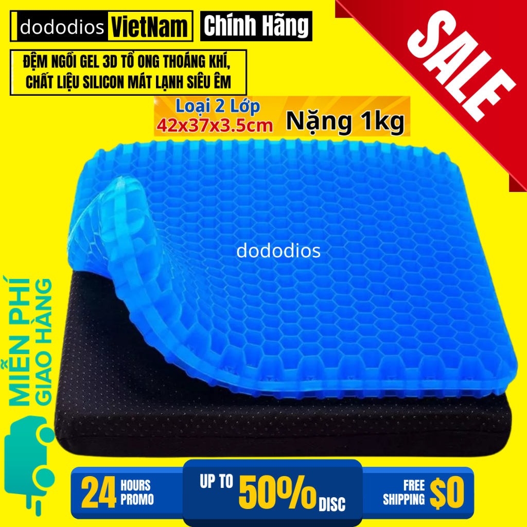 Ảnh Đệm Ngồi 3d Silicon 2 Lớp Tổ Ong Lót Ghế Thoáng Khí Chống Đau Mỏi Lưng Dododios 1