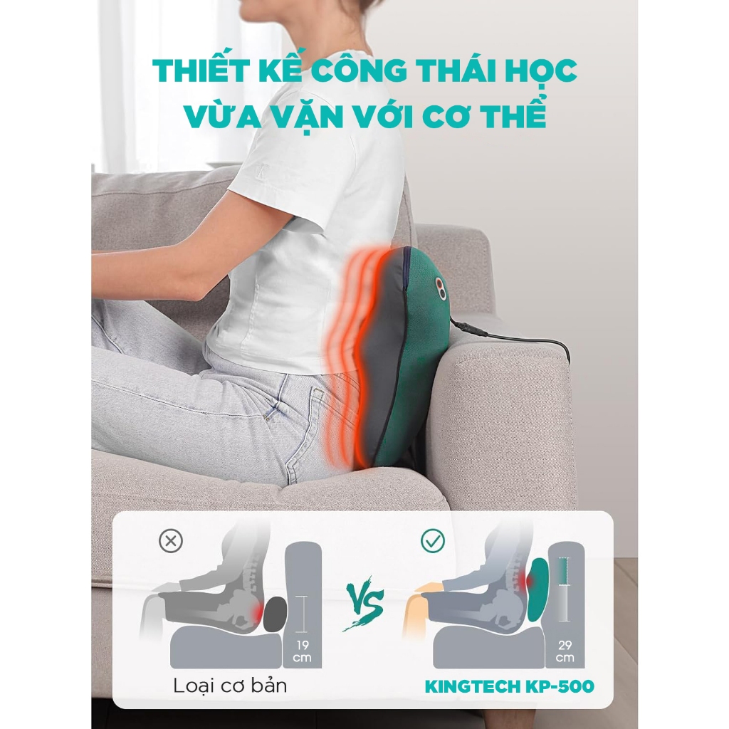 Ảnh Gối Massage Đa Năng Nhiệt Hồng Ngoại KINGTECH KP-500 - Chuyên Sâu Cổ Vai Gáy, Thắt Lưng - Chính Hãng 3