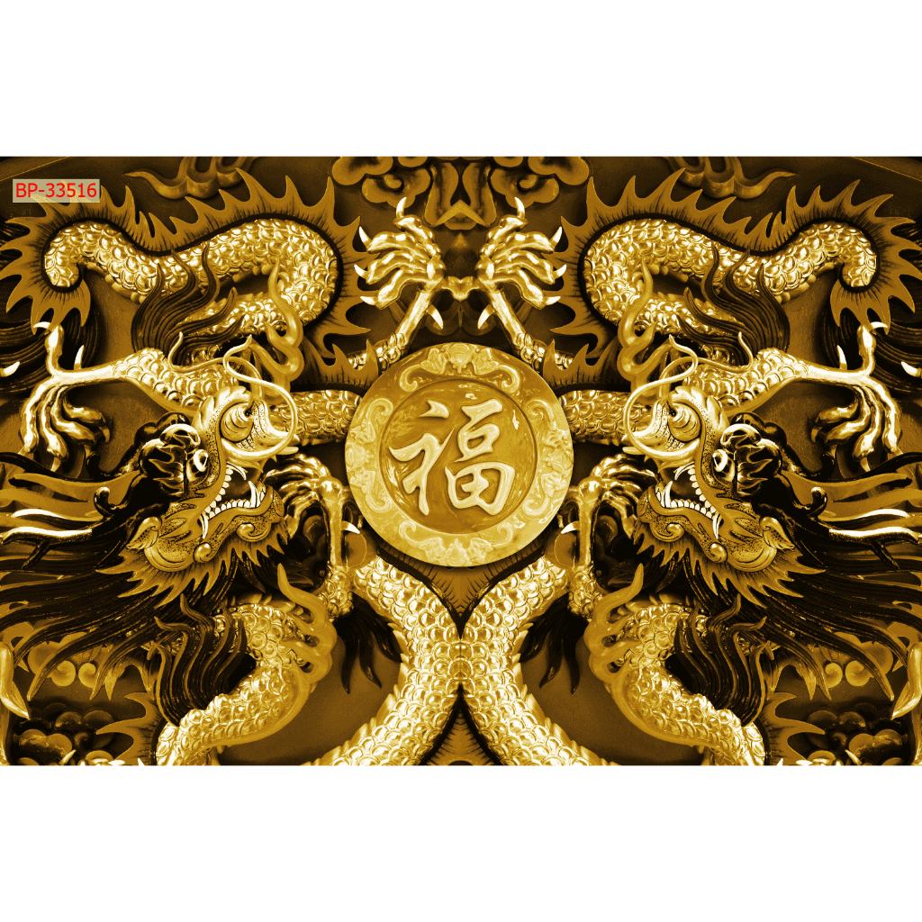 Mẫu tranh lụa phủ kim sa rồng phượng vàng trang trí nhà cửa