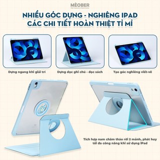 [Bản 2026] Bao da iPad ốp xoay Dọc 360 v2, tháo rời nam châm cho iPad Pro 11, Air 5 6 7 Gen 8 9 10 11, Pro M4 by MèoBer