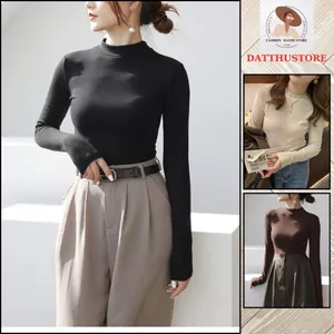 Áo thun kiểu dáng cổ cao nửa cổ tay dài , áo giữ ấm mùa thu, mỏng và đa năng (datthustore - ms60)