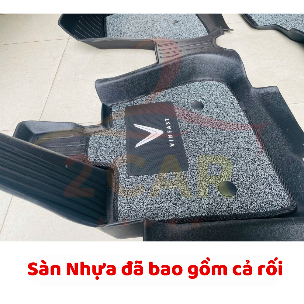 Thảm lót sàn NHỰA 5D kèm rối sẵn xe VINFAST VF6 Hàng Nhựa đúc nguyên khối TPE siêu đẹp, siêu bền, không thấm nước,