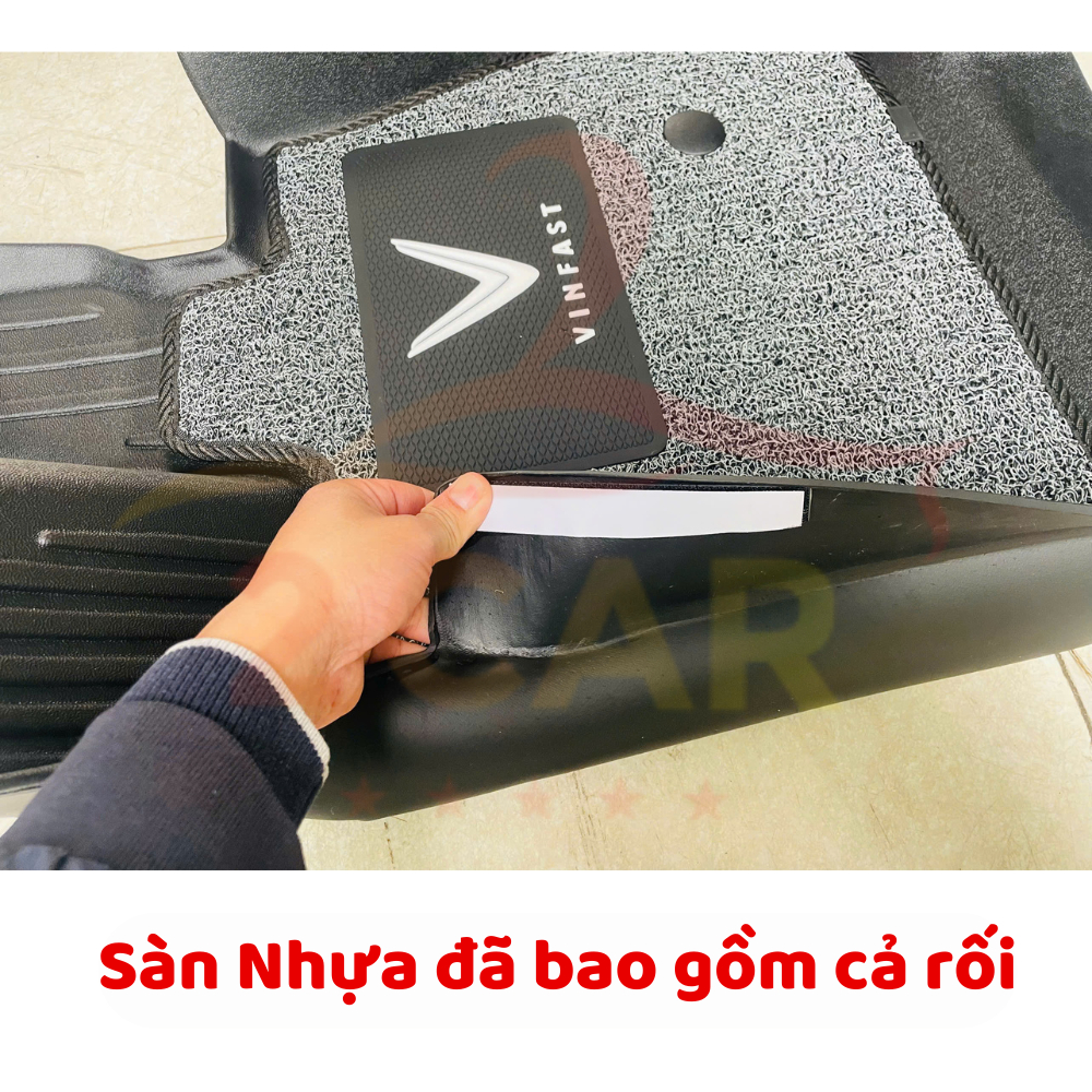 Thảm lót sàn NHỰA 5D kèm rối sẵn xe VINFAST VF6 Hàng Nhựa đúc nguyên khối TPE siêu đẹp, siêu bền, không thấm nước,