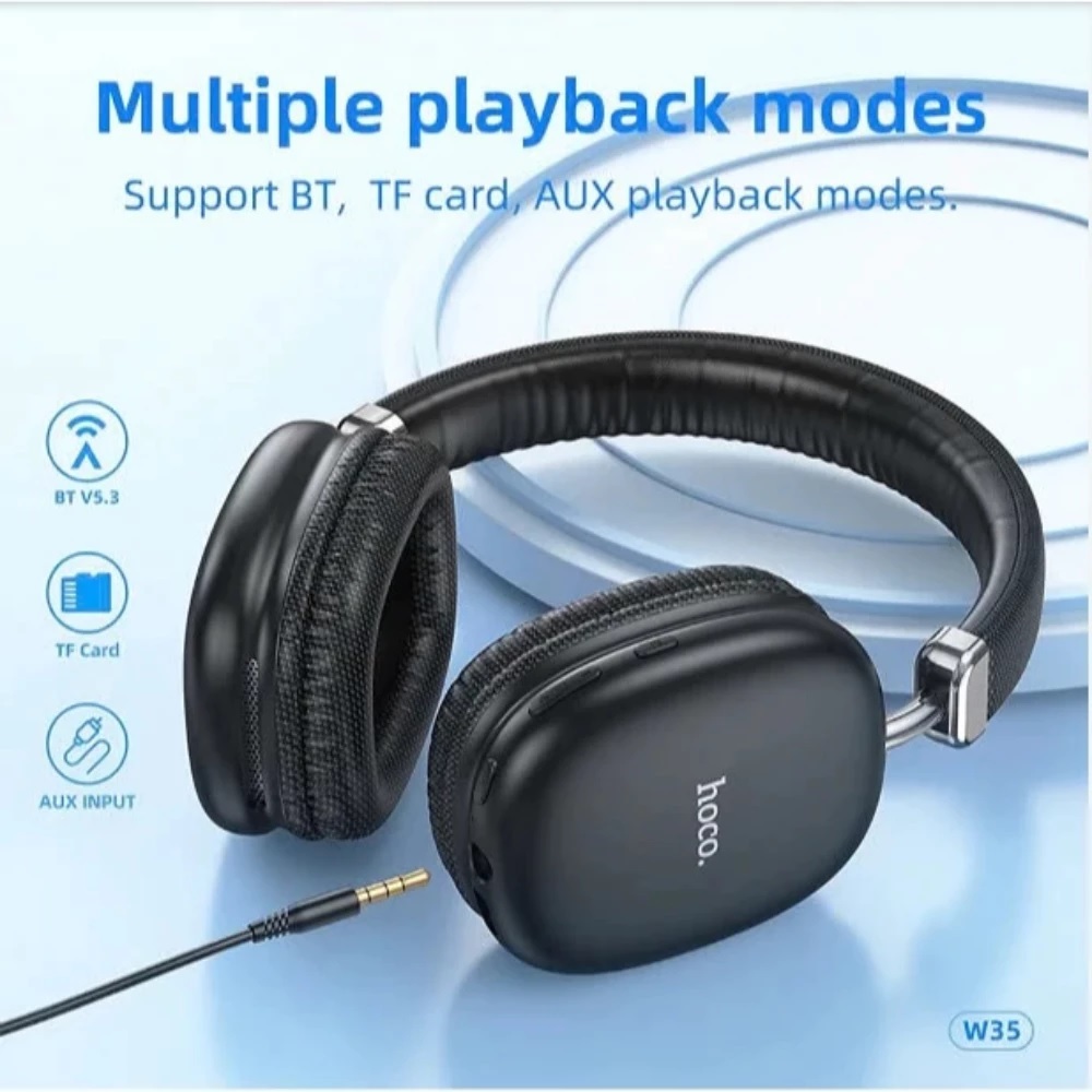 Tai Nghe Chụp Tai Hoco W35 Air Bluetooth Hỗ Trợ Cắm Thẻ Nhớ Cổng AUX Nghe Nhạc 45h Bảo Hành 2 Năm | BigBuy360 - bigbuy360.vn