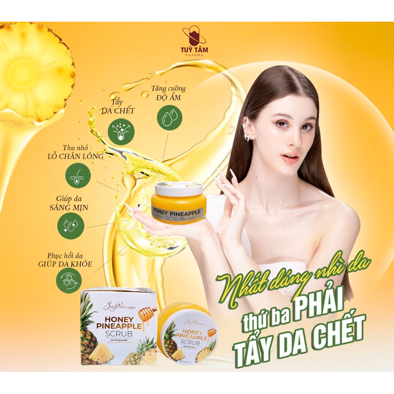 Tẩy tế bào dứa và mật ong 300gr  da mặt skincare gel orange Tùy Tâm pharma