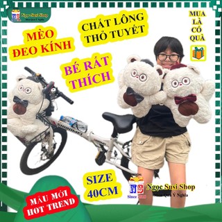 CON MÈO Thú Bông ĐEO KÍNH Size 40cm – Gấu Bông Hoàn Hảo Cho Phòng Ngủ Bé Mềm Mại Cho Mọi Lứa Tuổi