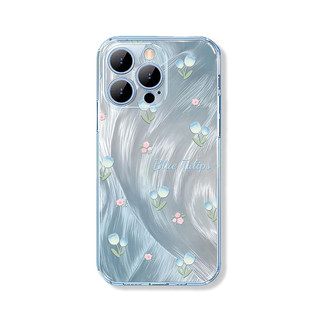 Ốp Lưng iPhone trong suốt hình hoa tulip lông vũ bạc iphone 17 air pro 16promax 16pro 16 11 15 14 12 xs max 8 plus u198