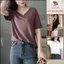 Áo thun ngắn tay mùa hè cổ chữ V dáng rộng áo sơ mi xếp lớp bên trong cho nàng (datthustore - MS61)