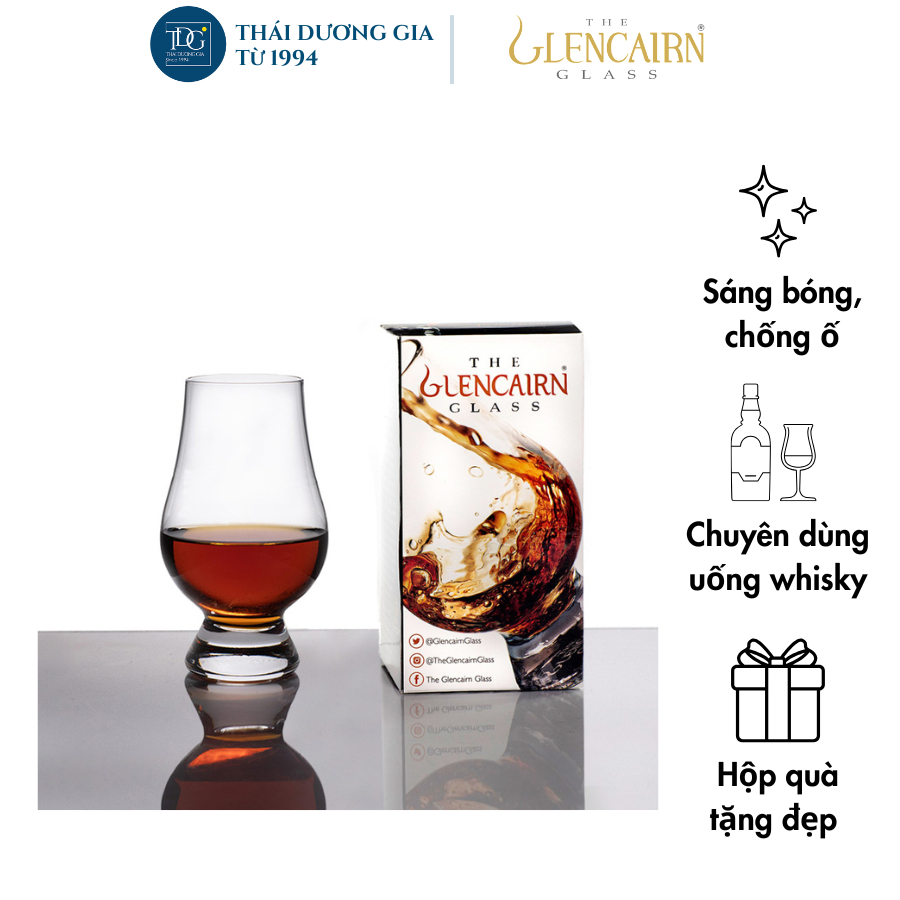 Bộ 6 ly rượu mạnh, thử rượu whisky Glencairn 200ml pha lê không chì nhập khẩu Anh Quốc Bo6Glencairn