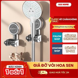Giá Đỡ Vòi Sen Di Động xoay 90 độ, giá hút tường không cần khoan đục Luxhome