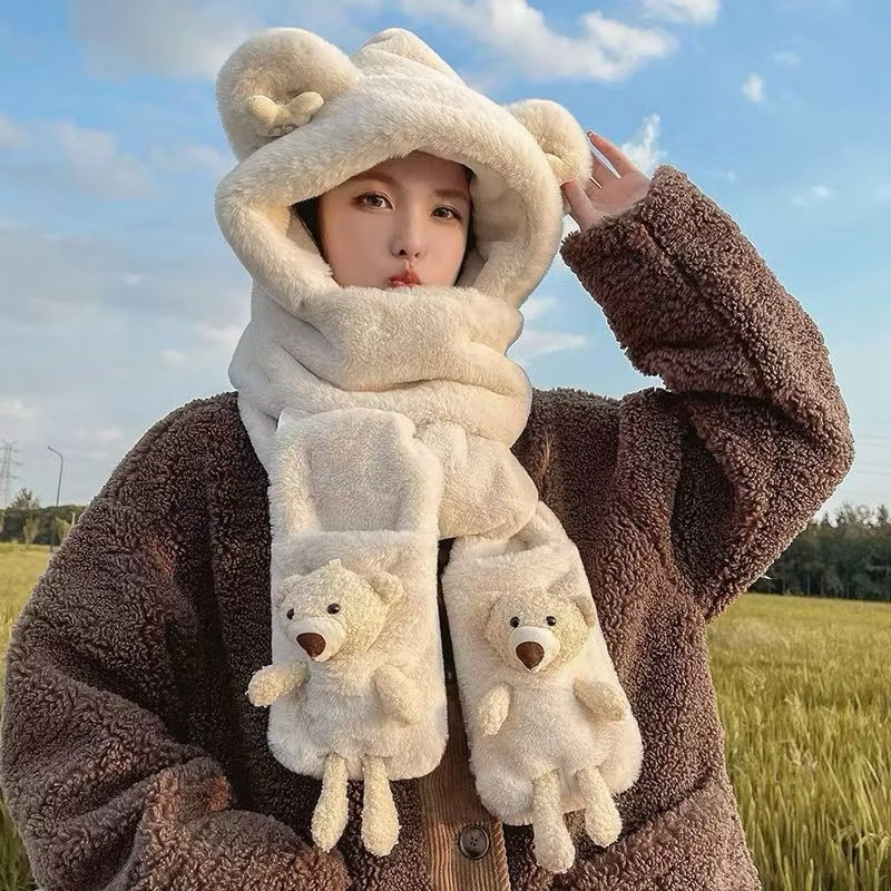 Mũ lông tai gấu M nổi mùa đông ấm áp cho nữ