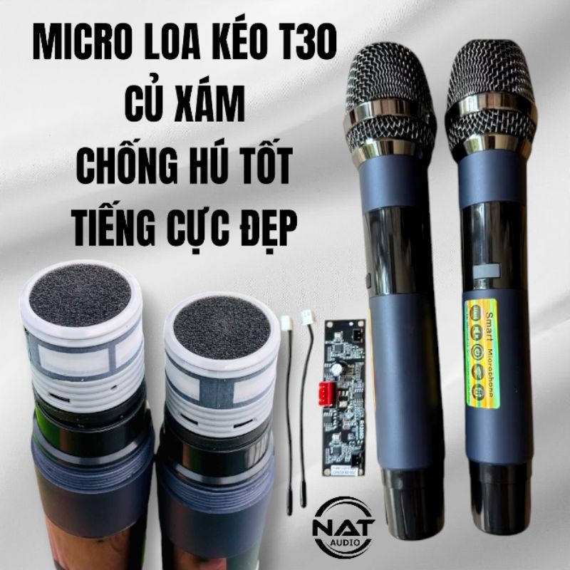 Micro loa kéo 2 màn hình củ mic xám ( chống hú tốt, tiếng cực đẹp ...