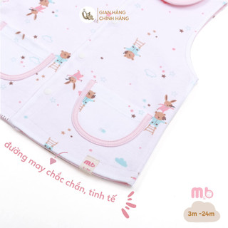 M&B (3-24M) Áo khoác gile 2 lớp chất vải cotton, thấm hút, thoải mái giữ ấm, phong cách Hàn Quốc cho bé từ 5kg7 - 13kg6