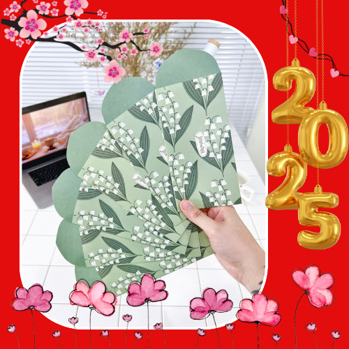 Bao lì xì tết 2025 của Gác Xép chất liệu Kraft hoa văn họa tiết trong trẻo sang trọng - Mã GX026