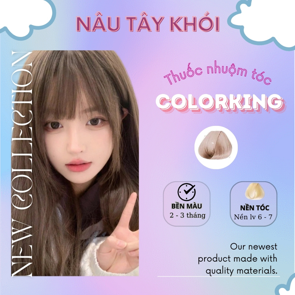 Thuốc nhuộm tóc màu NÂU TÂY KHÓI, thuốc nhuộm tóc cao cấp, kem nhuộm tóc tại nhà tiện lợi COLORKING