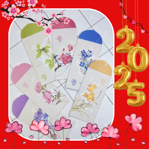 Bao lì xì tết 2025 cao cấp của Gác Xép với hoa văn họa tiết vintage kraft nhật  - Mã GX029